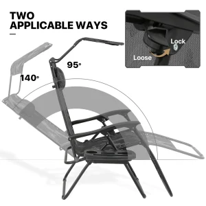 MoNiBloom Zero Gravity Reclining Chairs Set Of 2 With Canopy Shade And Headrest, Black - 330 lbs