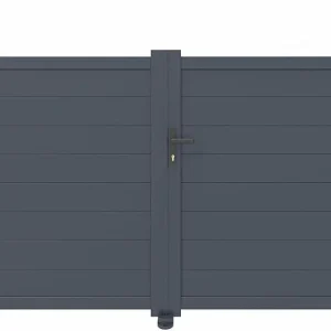 Casanoov Aluminum Swing Gate 392 cm x 161 cm Anthracite Gray RAL 7016 - KIT-000024