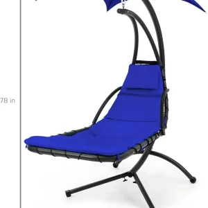 Best Choice Products Outdoor Hanging Steel Chaise Lounge Chair With Canopy, Charcoal Gray - SKY5871