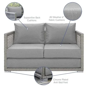 Afuera Living Wicker Patio Loveseat, Gray - 52in W x 32in D