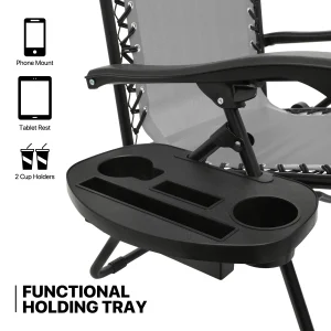 MoNiBloom Zero Gravity Reclining Chairs Set Of 2 With Canopy Shade And Headrest, Black - 330 lbs