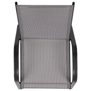 Emma + Oliver Outdoor Stack Chairs, Gray, 4 Pack, 21.25in W x 29in D x 36in H