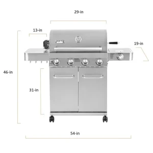Monument Grills Stainless Steel 4 Burner Propane Gas Grill With Rotisserie - 17842