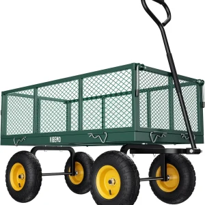 Vibemo Steel Garden Cart 2-in-1, 1400 lbs, 13 in Pneumatic Tires, Black - VB-GC02