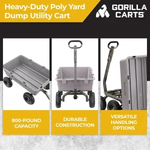 Gorilla Carts Utility Dump Wagon 6 Cubic Feet 1200 lb Capacity Black - GOR6PS