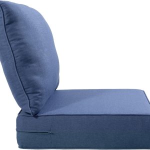 ACTREST Outdoor Seat Cushion Set, 2 Count, Navy Blue, 24 x 24 x 6 in