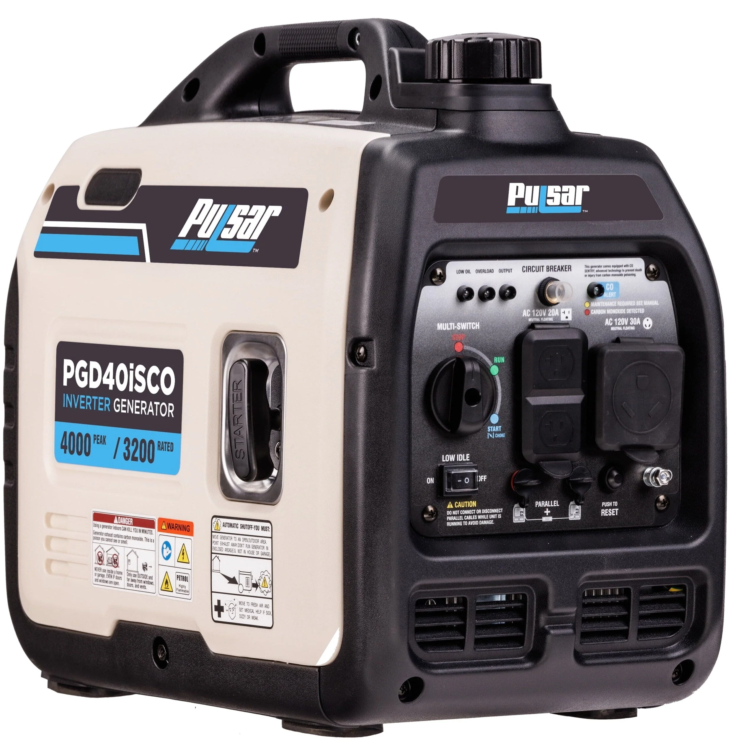 Pulsar 4000-Watt Quiet Inverter Generator With CO Sentry - PGD40iSCO