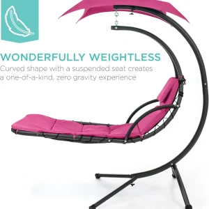 Best Choice Products Outdoor Hanging Steel Chaise Lounge Chair With Canopy, Charcoal Gray - SKY5871