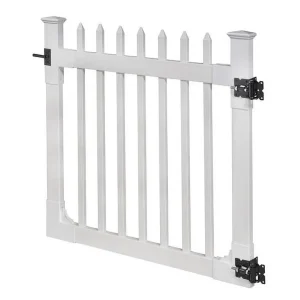 WamBam White Vinyl Picket Fence Panel Kit, 4ft H x 6ft W, 1 Panel + 1 Post - BL19101