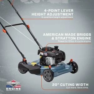 SENIX 20-Inch Gas Lawn Mower, 125 cc 4-Cycle Briggs & Stratton Engine - LSPG-L3