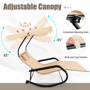2 Person Patio Hammock Bed Swing Chair With Adjustable Canopy And Wheels