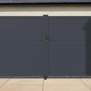 Casanoov Aluminum Swing Gate 392 cm x 161 cm Anthracite Gray RAL 7016 - KIT-000024