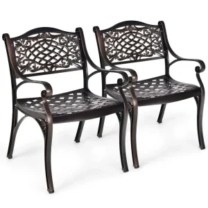 All-Weather Cast Aluminum Outdoor Dining Chairs, Set Of 2 - 23 in x 22 in x 32.5 in