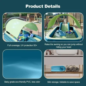 Ergocar Inflatable Swimming Pool With Water Slide And Awning - 2.1 Meters, Three Layers