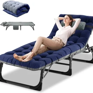 Slsy 5-Position Adjustable Folding Lounge Chair And Cot - 75.2" x 25.6" x 11.8"