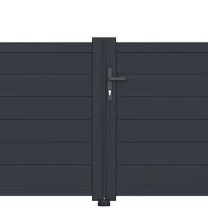 Casanoov Aluminum Swing Gate 392 cm x 161 cm Anthracite Gray RAL 7016 - KIT-000024