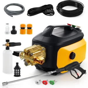 Portable Compact Electric Pressure Cleaner With 33FT Extension Hose, 3 Nozzles And Foam Cannon