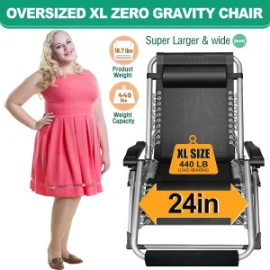 NAIZEA Zero Gravity Lawn Recliner Chairs, 2 Pack, Black