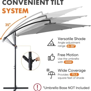 Sweetcrispy 9.8FT Offset Patio Umbrella With Easy Tilt Adjustment, 8 Ribs, Blue