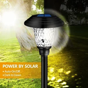 Solar Garden Landscape Lights, 8 Pack - Waterproof Glass Stainless Steel Auto-On/Off