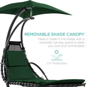 Best Choice Products Outdoor Hanging Steel Chaise Lounge Chair With Canopy, Charcoal Gray - SKY5871