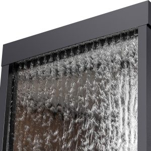 Alpine Corporation Wall-Mounted Mirror Waterfall Fountain With Stones And LED Lights, 24in L x 10in W x 72in H, Silver