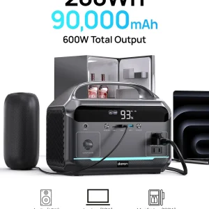 DaranEner Portable Power Station With 80W Solar Panel, 288Wh LiFePO4 Battery, 600W, 1200W Surge
