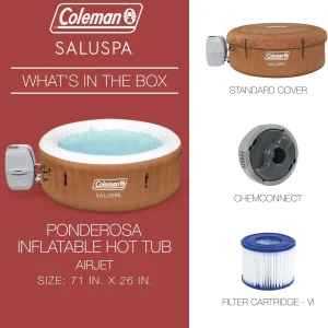 2-4 Person Inflatable Hot Tub With 120 Air Jets And Insulated Cover