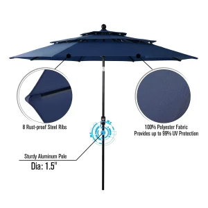 MAISON ARTS 6-Piece Patio Dining Set With 4 Adjustable Folding Chairs, Square Metal Table And 10ft Umbrella