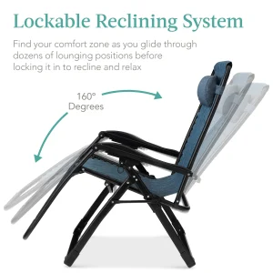 Best Choice Products Oversized Zero Gravity Folding Recliner With Removable Cushion And Side Tray - Fossil Gray