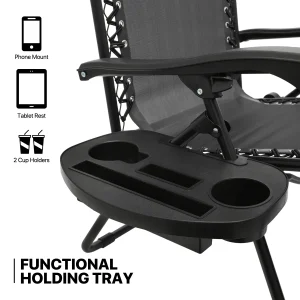 MoNiBloom Zero Gravity Reclining Chairs Set Of 2 With Canopy Shade And Headrest, Black - 330 lbs