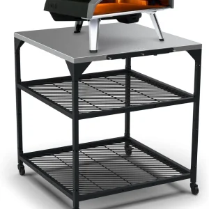 ooni Large Modular Outdoor Table - 31x31x35 Inch Stainless Steel Pizza Oven Stand