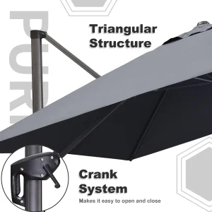 PURPLE LEAF 9 Feet Square Patio Cantilever Umbrella, Light Grey