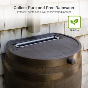 50 Gallon Rain Barrel With Brass Spigot And Flat-Back Design
