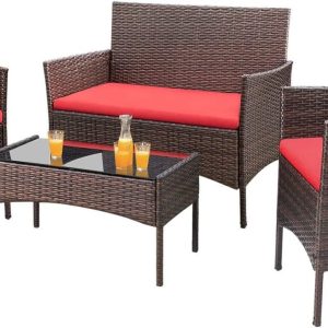 4-Piece Patio Rattan Wicker Furniture Set - T-LCRF834M18