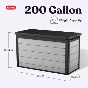 200 Gallon Resin Deck Box, 59.7 in L x 28.5 in W x 35.4 in H