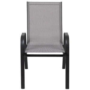 Emma + Oliver Outdoor Stack Chairs, Gray, 4 Pack, 21.25in W x 29in D x 36in H