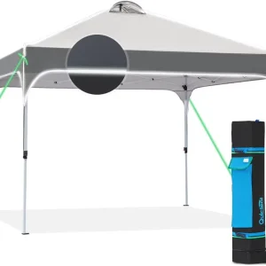 Quictent 10 x 10 ft Pop-Up Canopy Tent With Reflective Top, Fluorescent Rope And Vented Top
