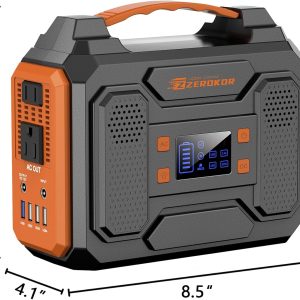 ZeroKor 300W Portable Power Station Bundle With 60W Solar Panel And 120W Power Bank