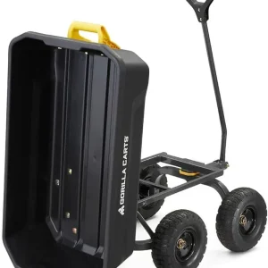 Poly Dump Garden Cart With No-Flat Tires, 7 Cubic Feet, 1200-Pound Capacity, Black - 7GCG-NF