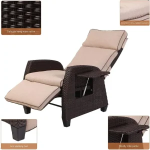 Weatherproof Outdoor Recliner Chair - 330 lbs Capacity, Steel Frame