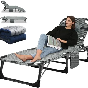 Slsy 5-Position Adjustable Folding Lounge Chair And Cot - 75.2" x 25.6" x 11.8"