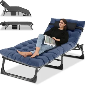 Slsy 5-Position Adjustable Folding Lounge Chair And Cot - 75.2" x 25.6" x 11.8"