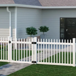 WamBam White Vinyl Picket Fence Panel Kit, 4ft H x 6ft W, 1 Panel + 1 Post - BL19101
