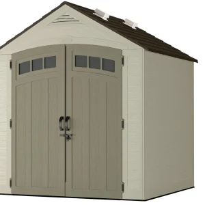 Colortan Resin Storage Shed With Multi-Wall Panels, 84in D X 84in W X 98in H, 4 Skylights - IllumiVent