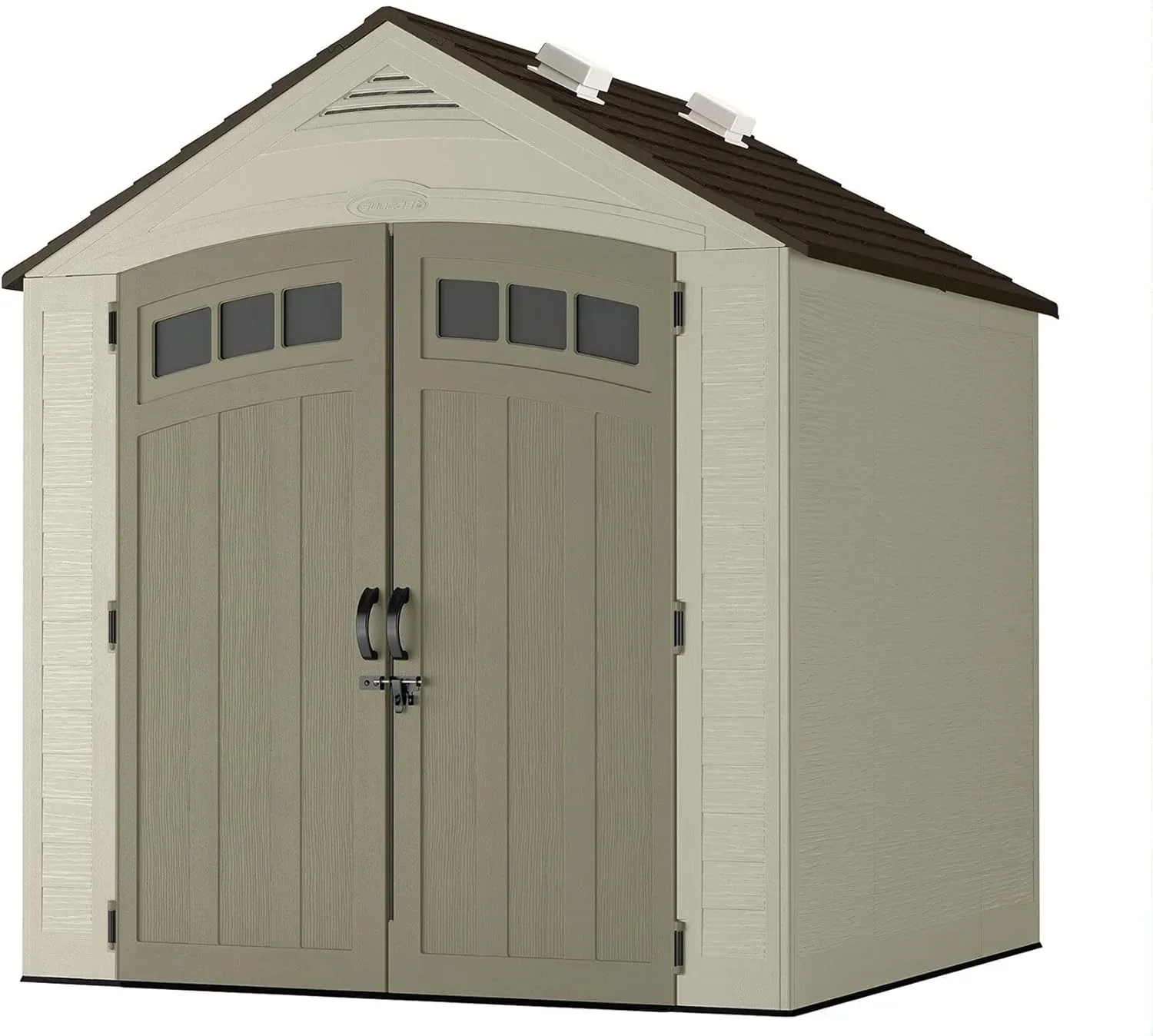 Colortan Resin Storage Shed With Multi-Wall Panels, 84in D X 84in W X 98in H, 4 Skylights - IllumiVent