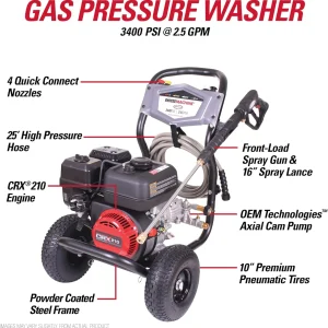 Simpson Gas Pressure Washer 3400 PSI 2.5 GPM With 25 ft Hose - CM61083