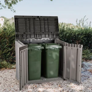 Toomax Outdoor Storage Shed Cabinet, 30 cu ft, Taupe Grey/Anthracite, 52 x 30.5 x 43.5 inches - Stora Way