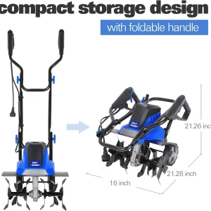 BILT HARD Electric Garden Tiller Cultivator 16 inch 13.5 Amp 6 Steel Tines