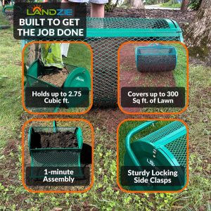 Landzie 24-Inch Walk-Behind Compost Spreader With Metal Mesh Basket
